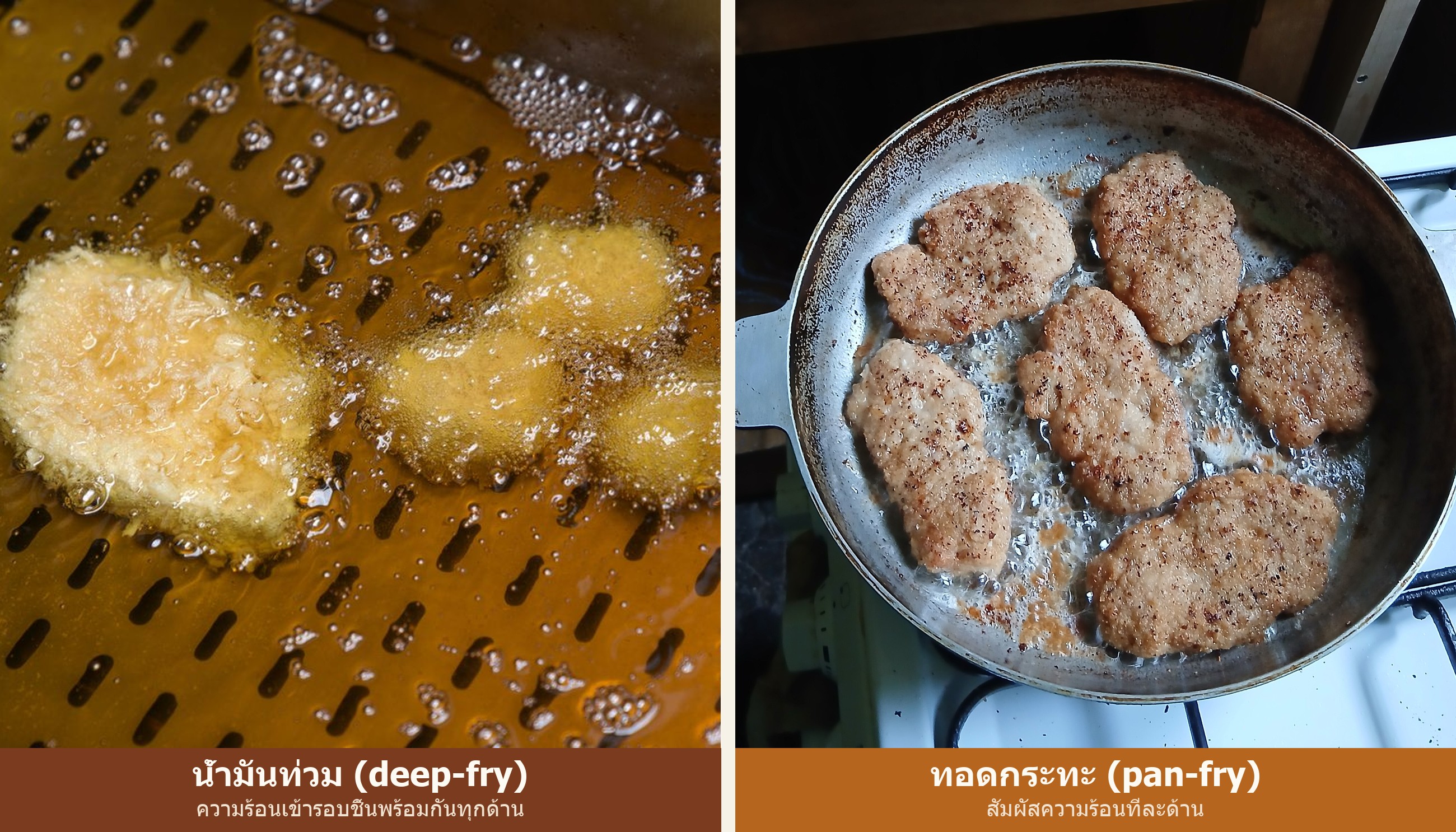 เปรียบเทียบกระทะน้ำมันท่วมกับกระทะทอดตื้น